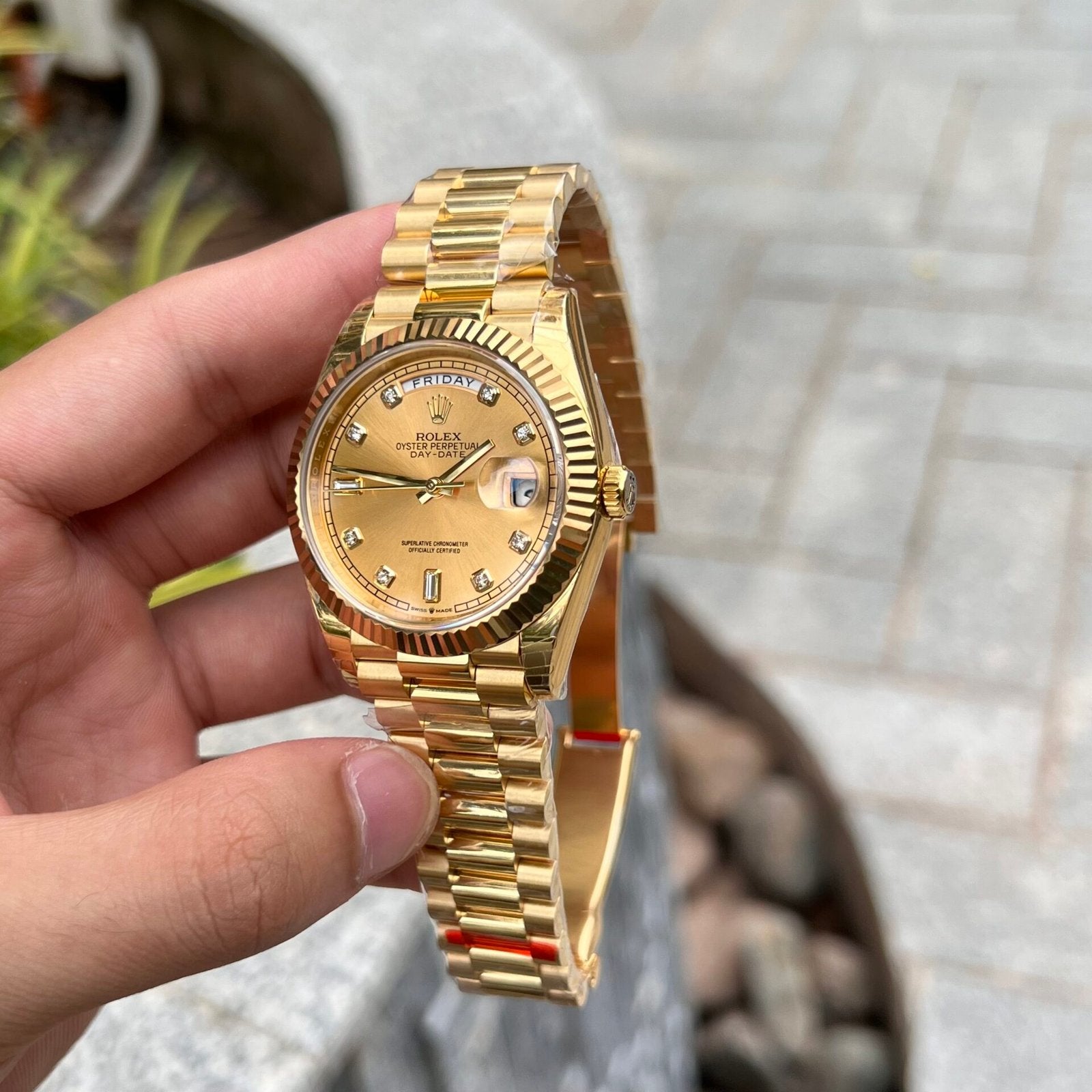 Rolex Day-Date Watch Champagne Dial Jubilee Strap 40mm