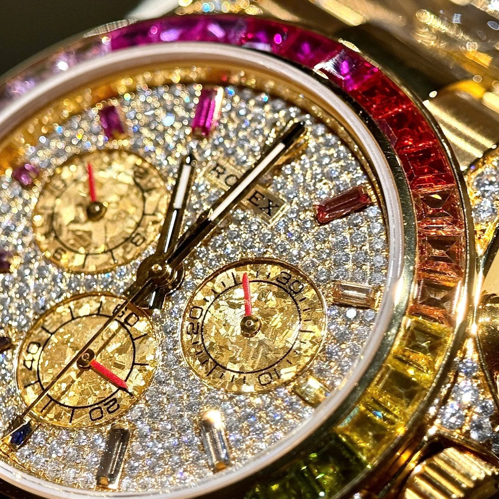 Rolex Daytona 116598RBOW Refined Moissanite Synthentic Gemstone 18K Gold Wrapped 40mm