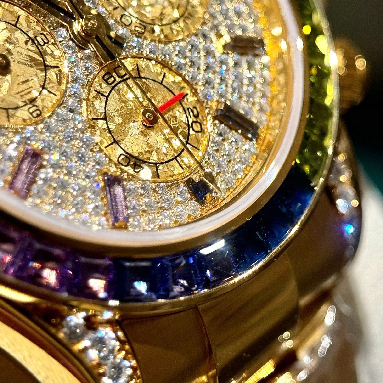 Rolex Daytona 116598RBOW Refined Moissanite Synthentic Gemstone 18K Gold Wrapped 40mm