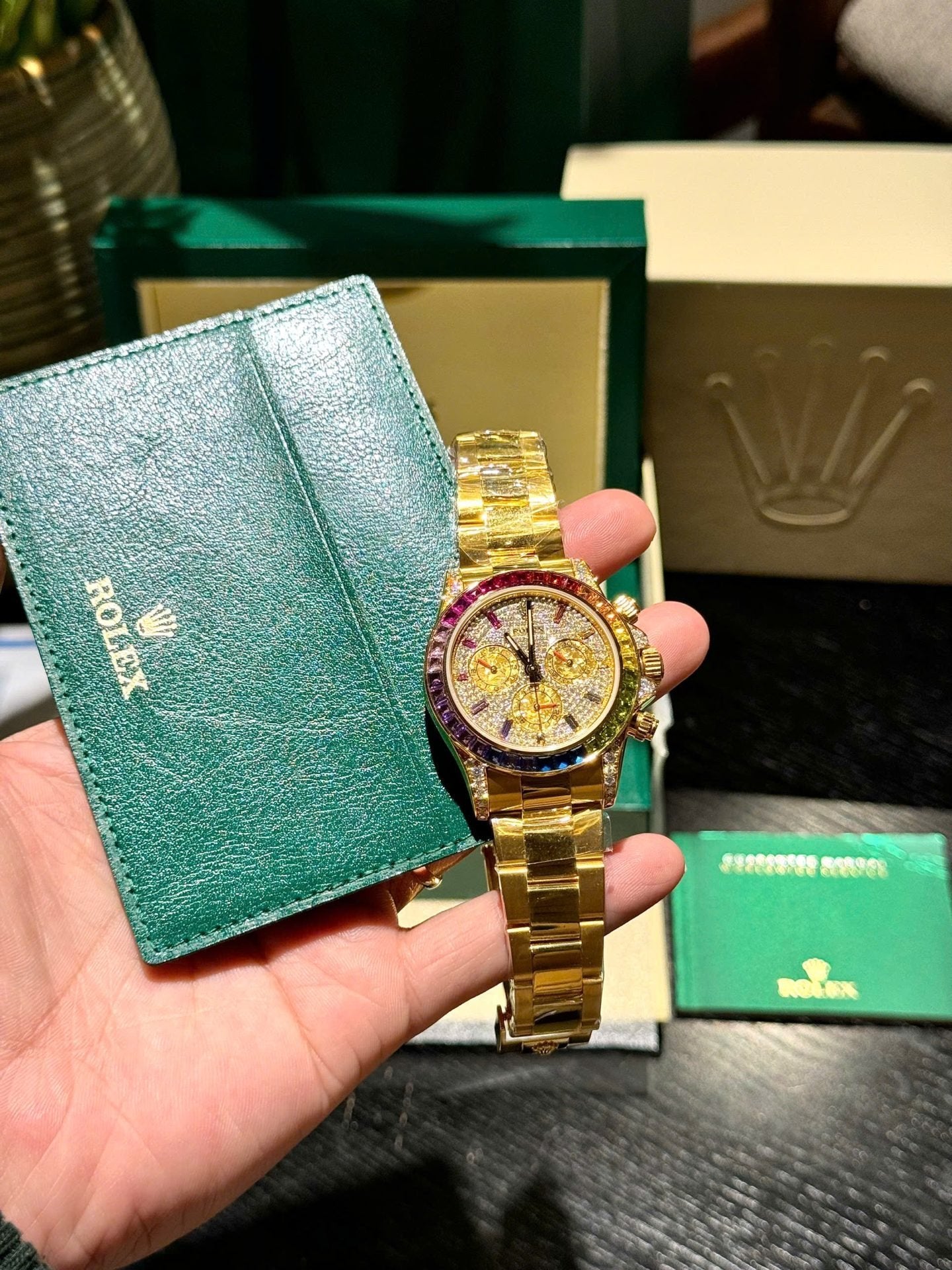 Rolex Daytona 116598RBOW Refined Moissanite Synthentic Gemstone 18K Gold Wrapped 40mm