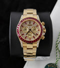 Rolex Daytona 126598TRU Watch Gold Wrapped + Ruby + Diamonds Moissanite 40mm