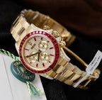 Rolex Daytona 126598TRU Watch Gold Wrapped + Ruby + Diamonds Moissanite 40mm