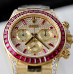 Rolex Daytona 126598TRU Watch Gold Wrapped + Ruby + Diamonds Moissanite 40mm