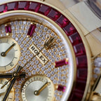 Rolex Daytona 126598TRU Watch Gold Wrapped + Ruby + Diamonds Moissanite 40mm