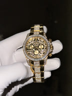 Rolex Watch Daytona Eye Of Tiger Gold Wrapped Moisasnite Diamonds 40mm