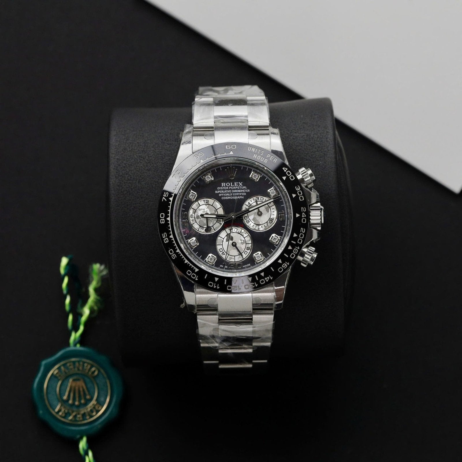 Rolex Daytona Watch Dial Mother Of Pearl Moissanite Diamonds 40mm
