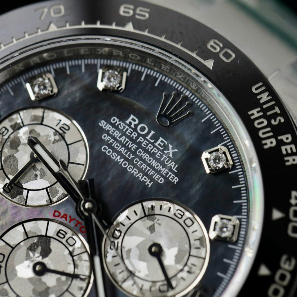Rolex Daytona Watch Dial Mother Of Pearl Moissanite Diamonds 40mm