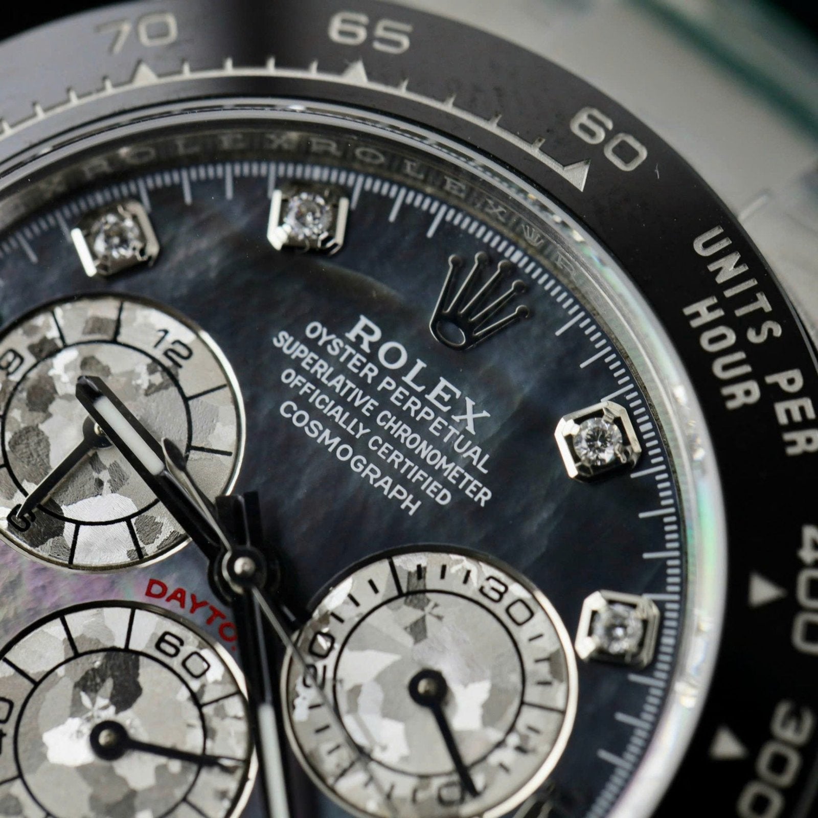 Rolex Daytona Watch Dial Mother Of Pearl Moissanite Diamonds 40mm