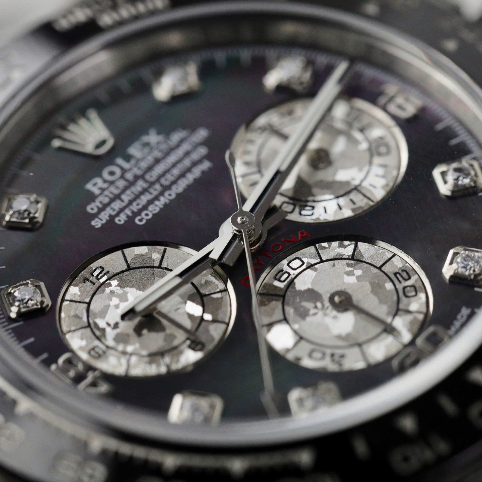 Rolex Daytona Watch Dial Mother Of Pearl Moissanite Diamonds 40mm