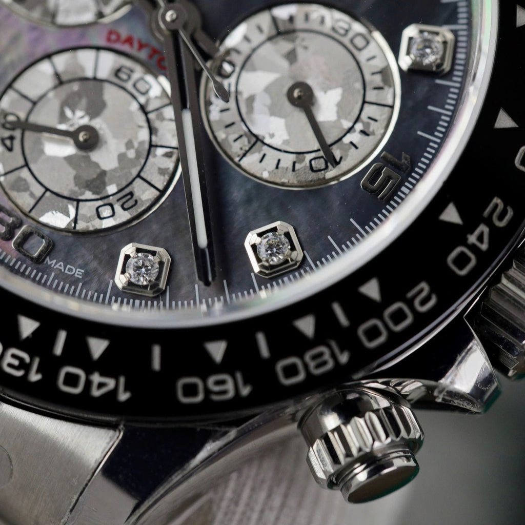 Rolex Daytona Watch Dial Mother Of Pearl Moissanite Diamonds 40mm
