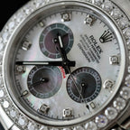 Rolex Daytona Dial MOP Watch Number Pile + Bezel Diamonds Moissanite 40mm