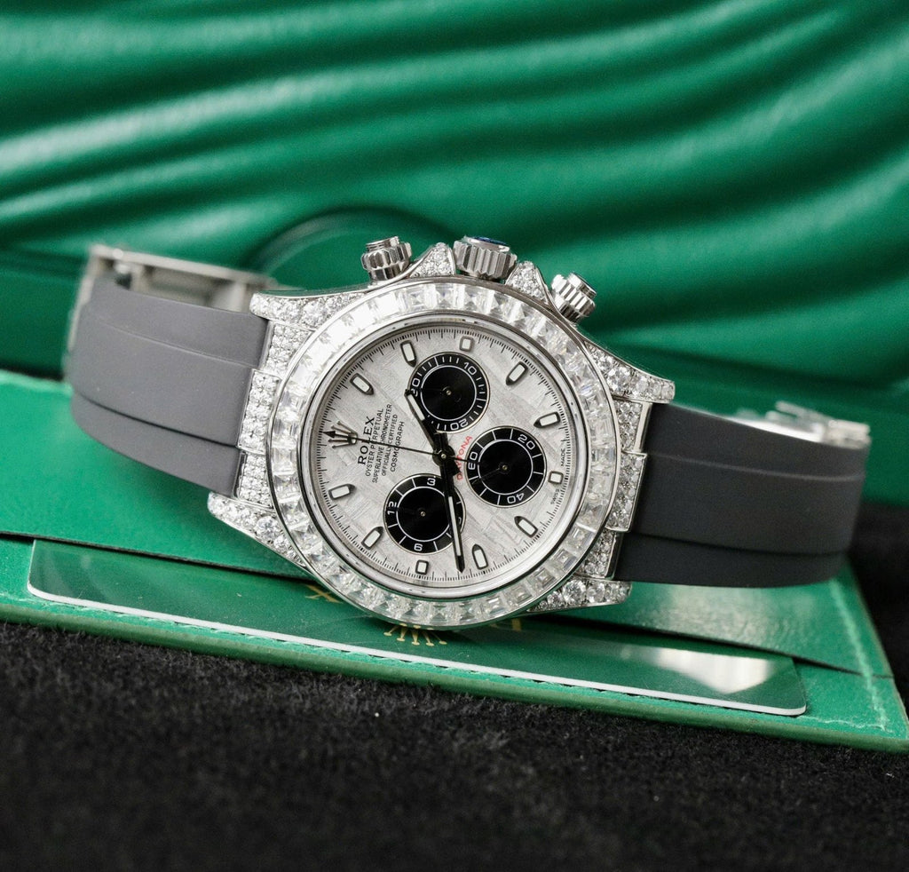 Rolex Daytona Watch Dial Meteorite Diamonds Moissanite Baguette 40mm