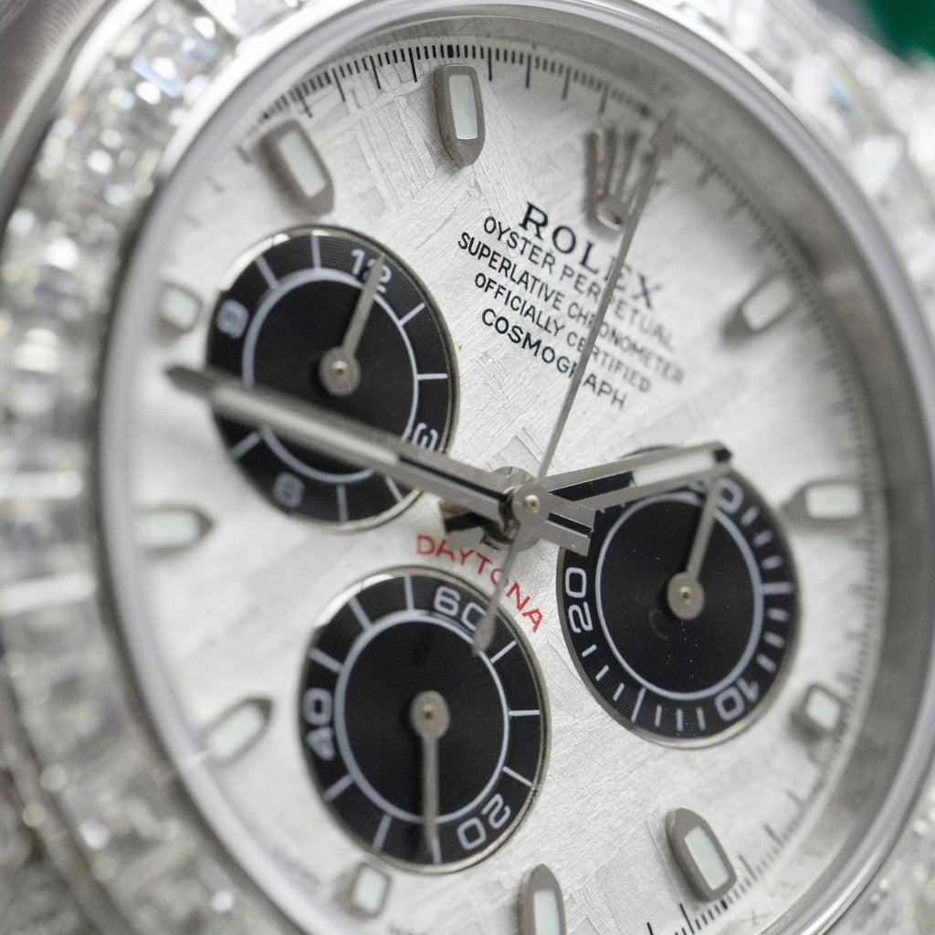Rolex Daytona Watch Dial Meteorite Diamonds Moissanite Baguette 40mm