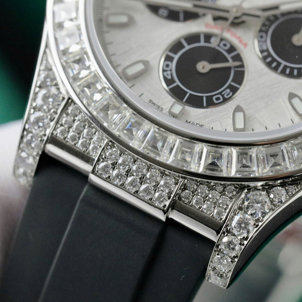 Rolex Daytona Watch Dial Meteorite Diamonds Moissanite Baguette 40mm