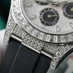 Rolex Daytona Watch Dial Meteorite Diamonds Moissanite Baguette 40mm