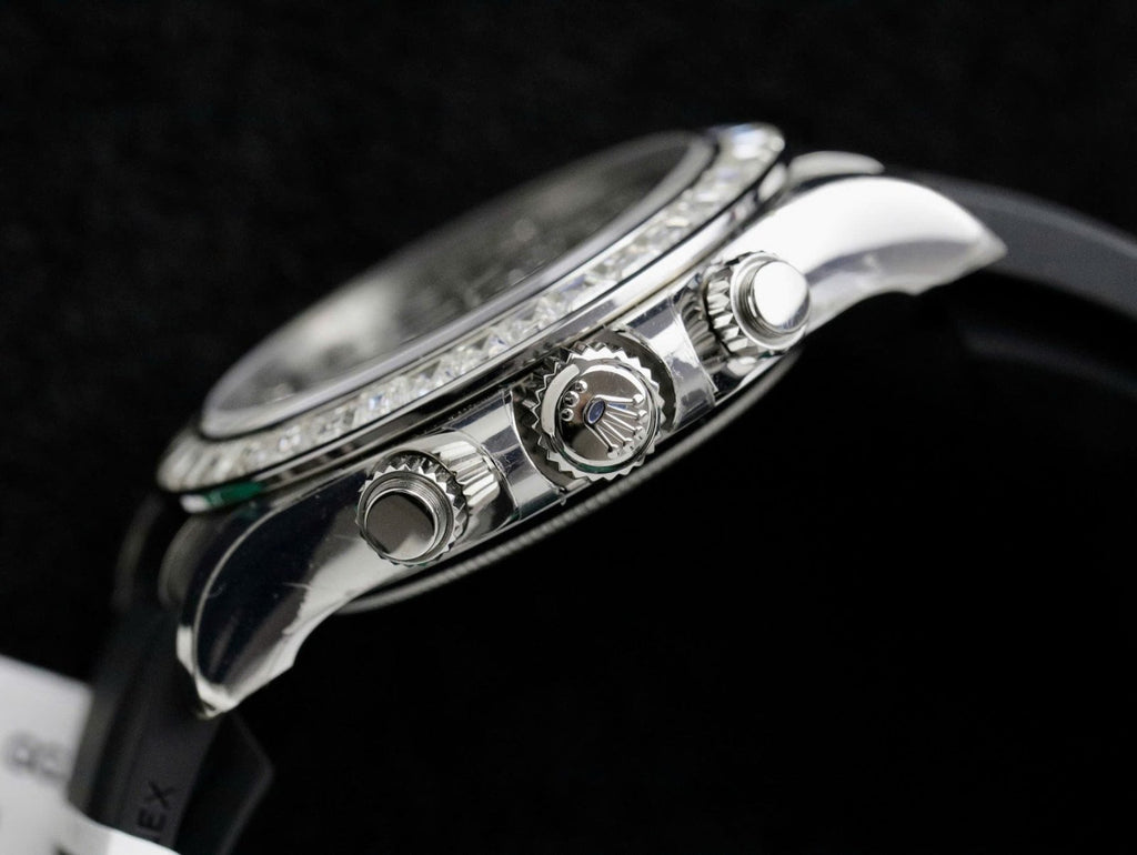 Rolex Daytona Watch Dial Meteorite Diamonds Moissanite Baguette 40mm