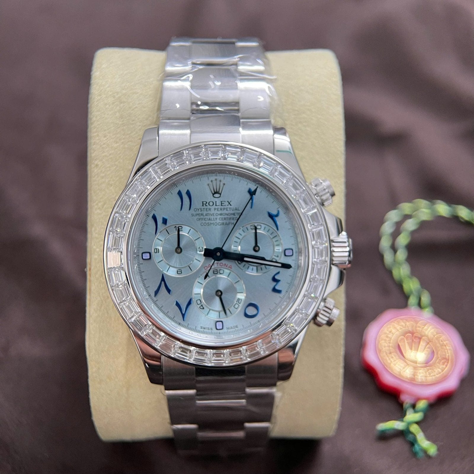 Rolex Daytona Watch 18K Solid White Gold Baguette Diamonds 40mm
