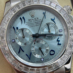 Rolex Daytona Watch 18K Solid White Gold Baguette Diamonds 40mm
