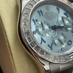 Rolex Daytona Watch 18K Solid White Gold Baguette Diamonds 40mm