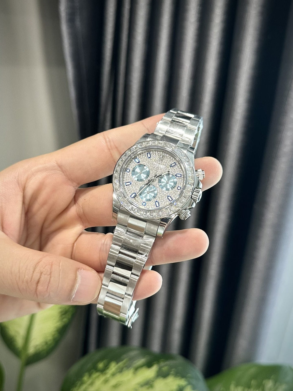 Rolex Watch Daytona Diamonds Moissanite 40mm