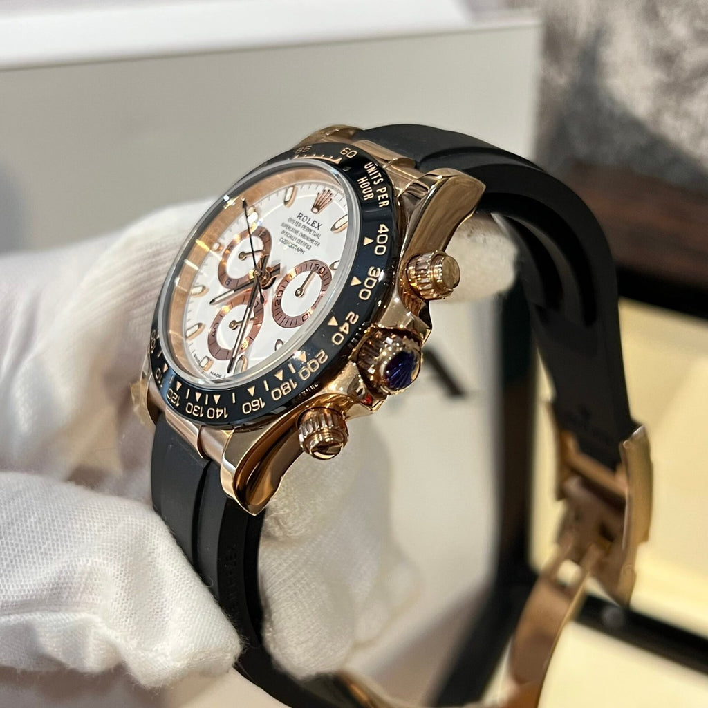 Rolex Daytona Watch White Dial Rubber Strap 40mm