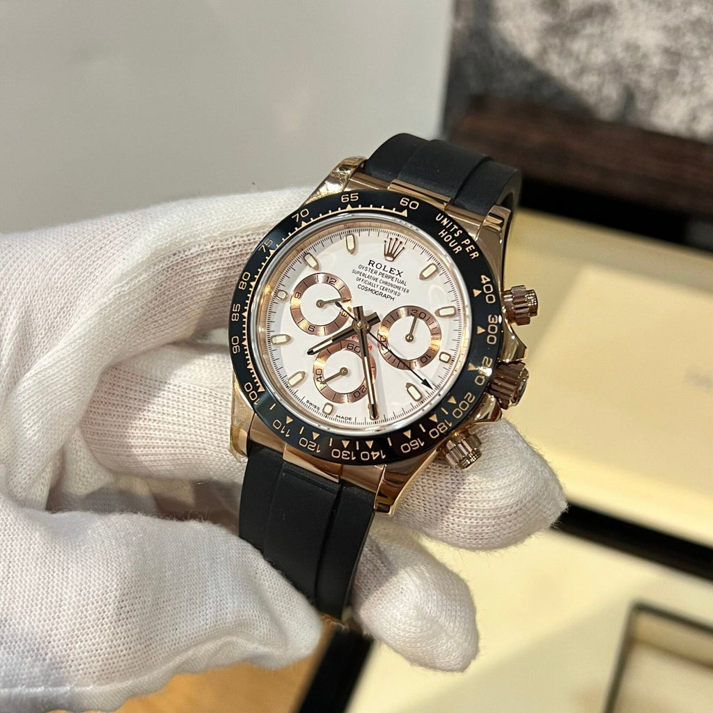 Rolex Daytona Watch White Dial Rubber Strap 40mm