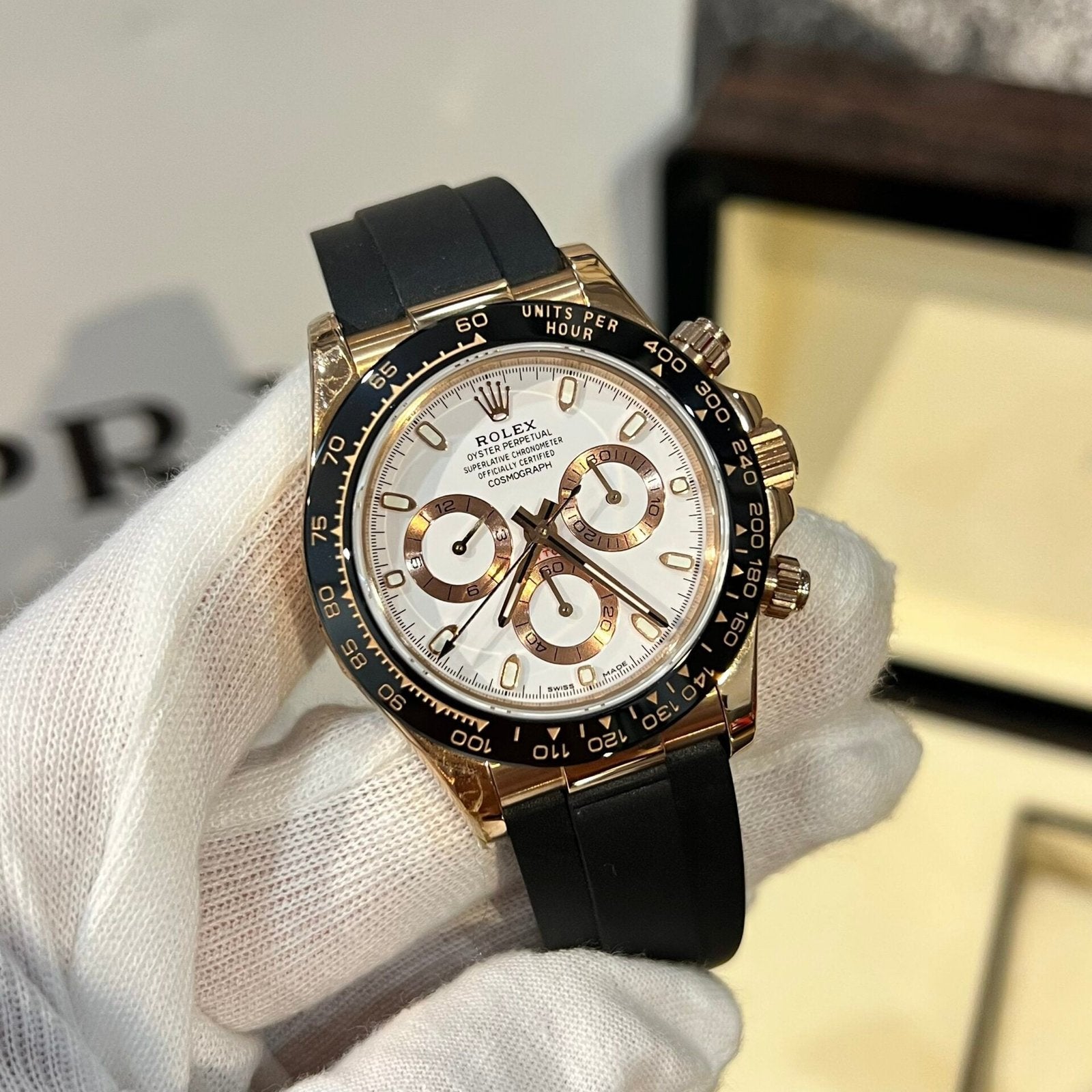 Rolex Daytona Watch White Dial Rubber Strap 40mm
