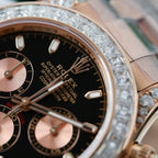 Rolex Daytona Dial Black Watch Gold Wrapped + Diamonds Moissanite Baguette 40mm