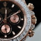 Rolex Daytona Dial Black Watch Gold Wrapped + Diamonds Moissanite Baguette 40mm