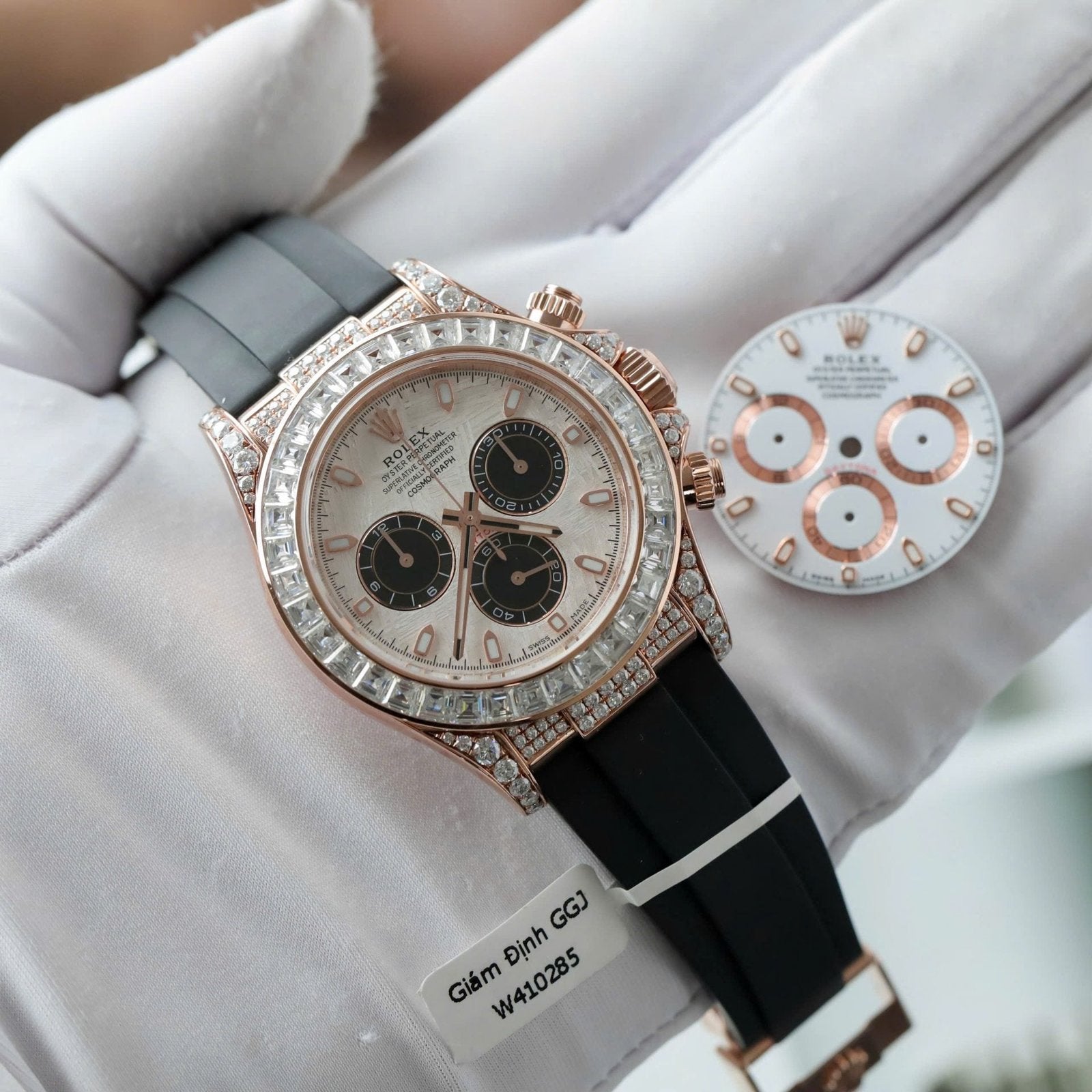 Rolex Daytona Watch 18K Gold Wrapped + Diamonds Moissanite Baguette 40mm