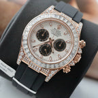Rolex Daytona Watch 18K Gold Wrapped + Diamonds Moissanite Baguette 40mm