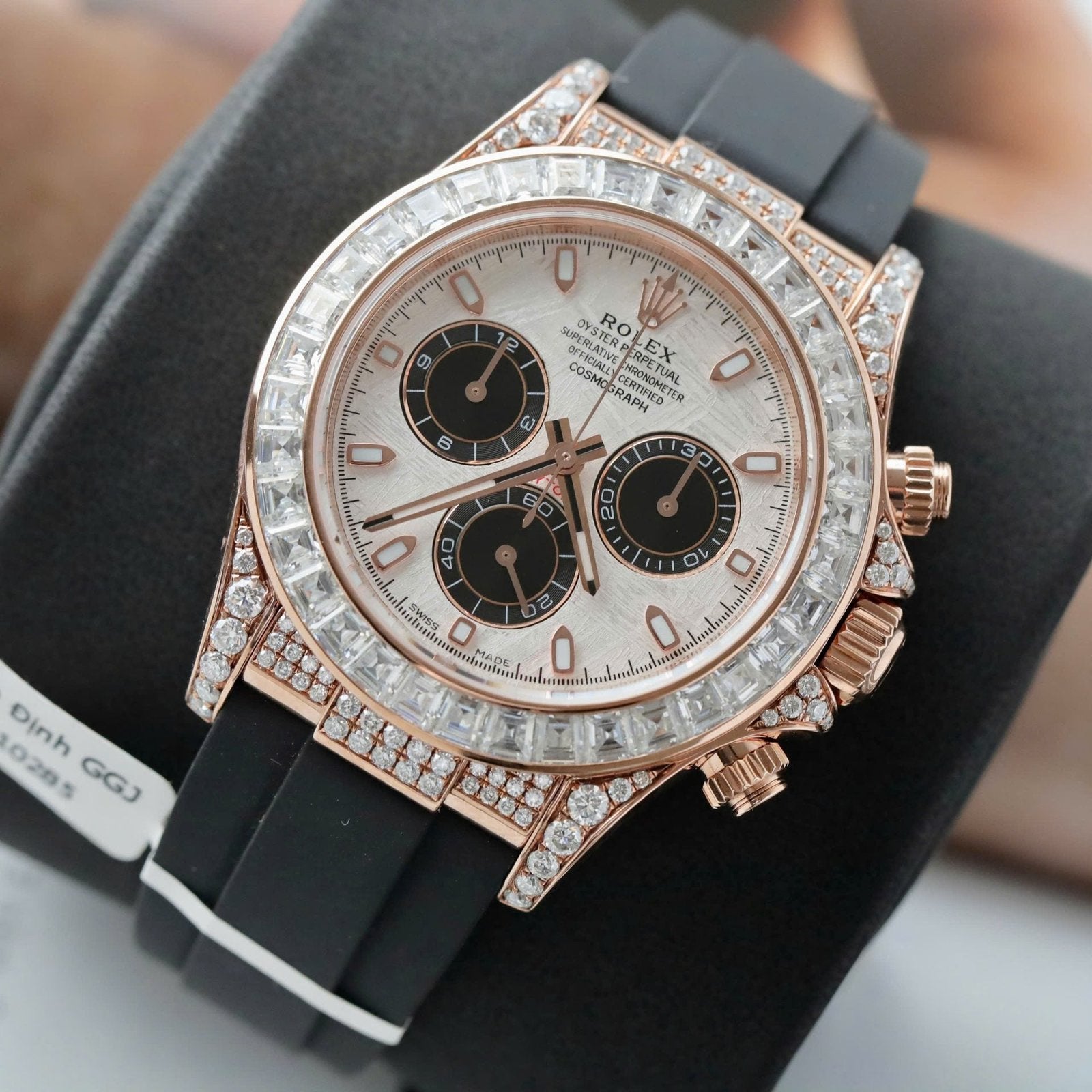 Rolex Daytona Watch 18K Gold Wrapped + Diamonds Moissanite Baguette 40mm