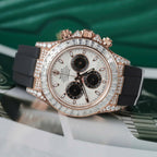 Rolex Daytona Watch 18K Gold Wrapped + Diamonds Moissanite Baguette 40mm