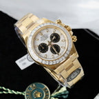 Rolex Daytona Meteorite Dial Watch Gold Wrapped + Moisanite Baguette 40mm
