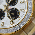 Rolex Daytona Meteorite Dial Watch Gold Wrapped + Moisanite Baguette 40mm