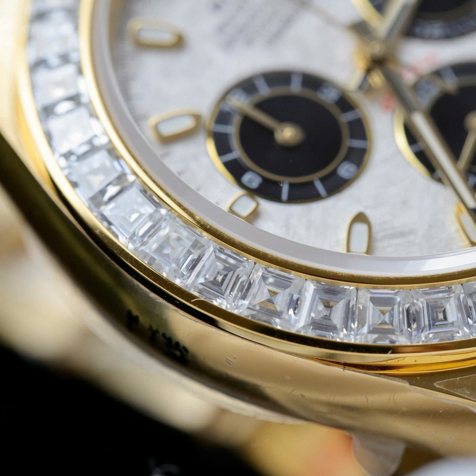 Rolex Daytona Meteorite Dial Watch Gold Wrapped + Moisanite Baguette 40mm