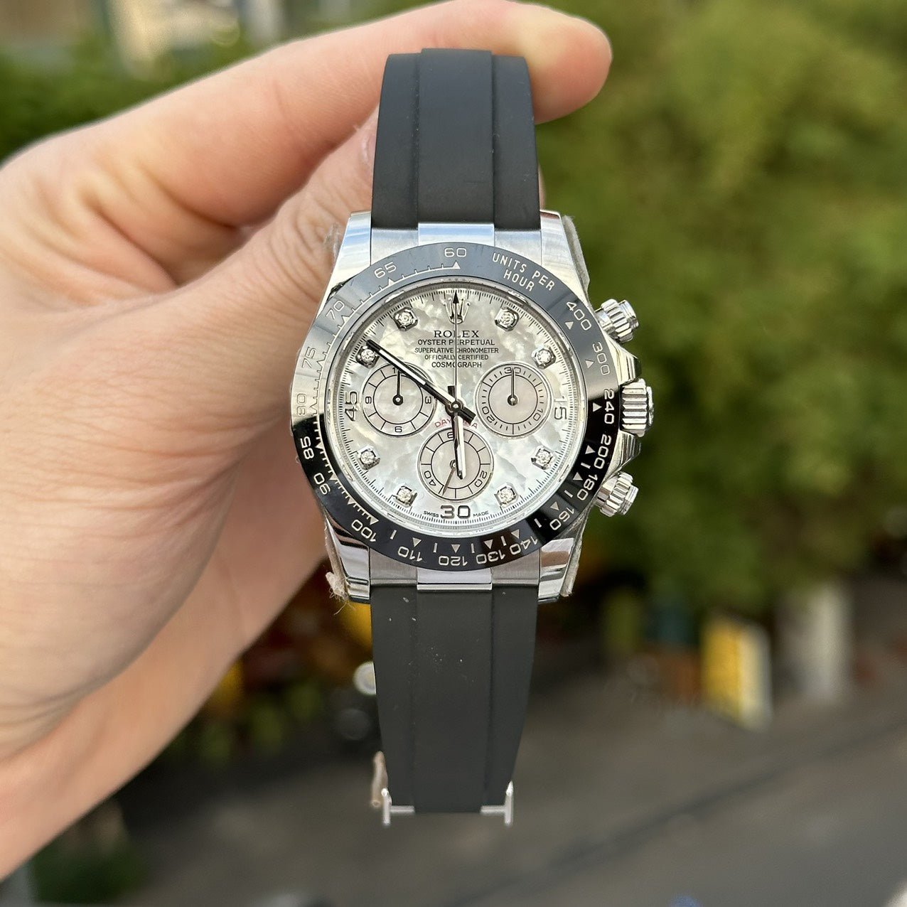 Rolex Watch Daytona Mother Of Pearl &amp; Moissanite Diamonds Dial 40mm