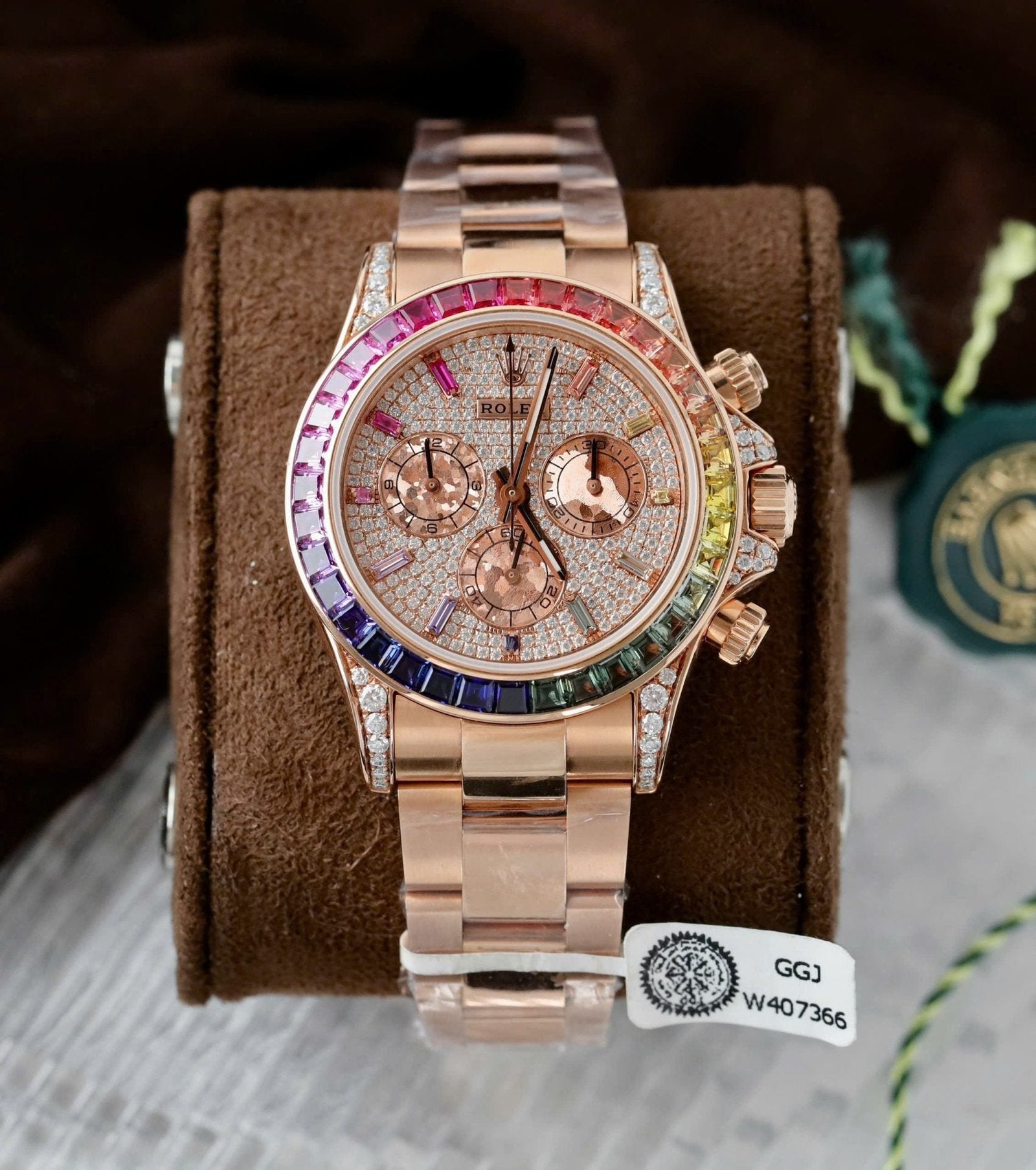 Rolex Daytona Rainbow 116595 Watch Gold Wrapped + Moissanite Diamonds 40mm