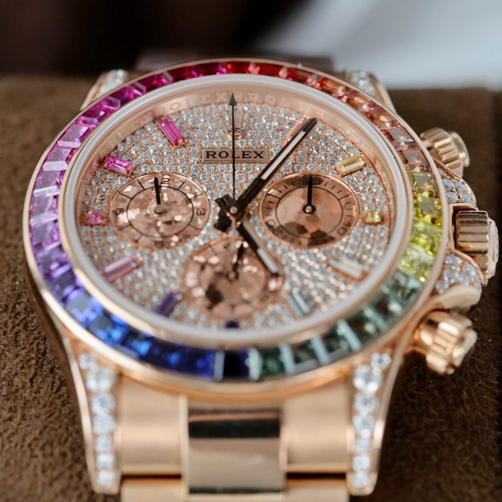 Rolex Daytona Rainbow 116595 Watch Gold Wrapped + Moissanite Diamonds 40mm