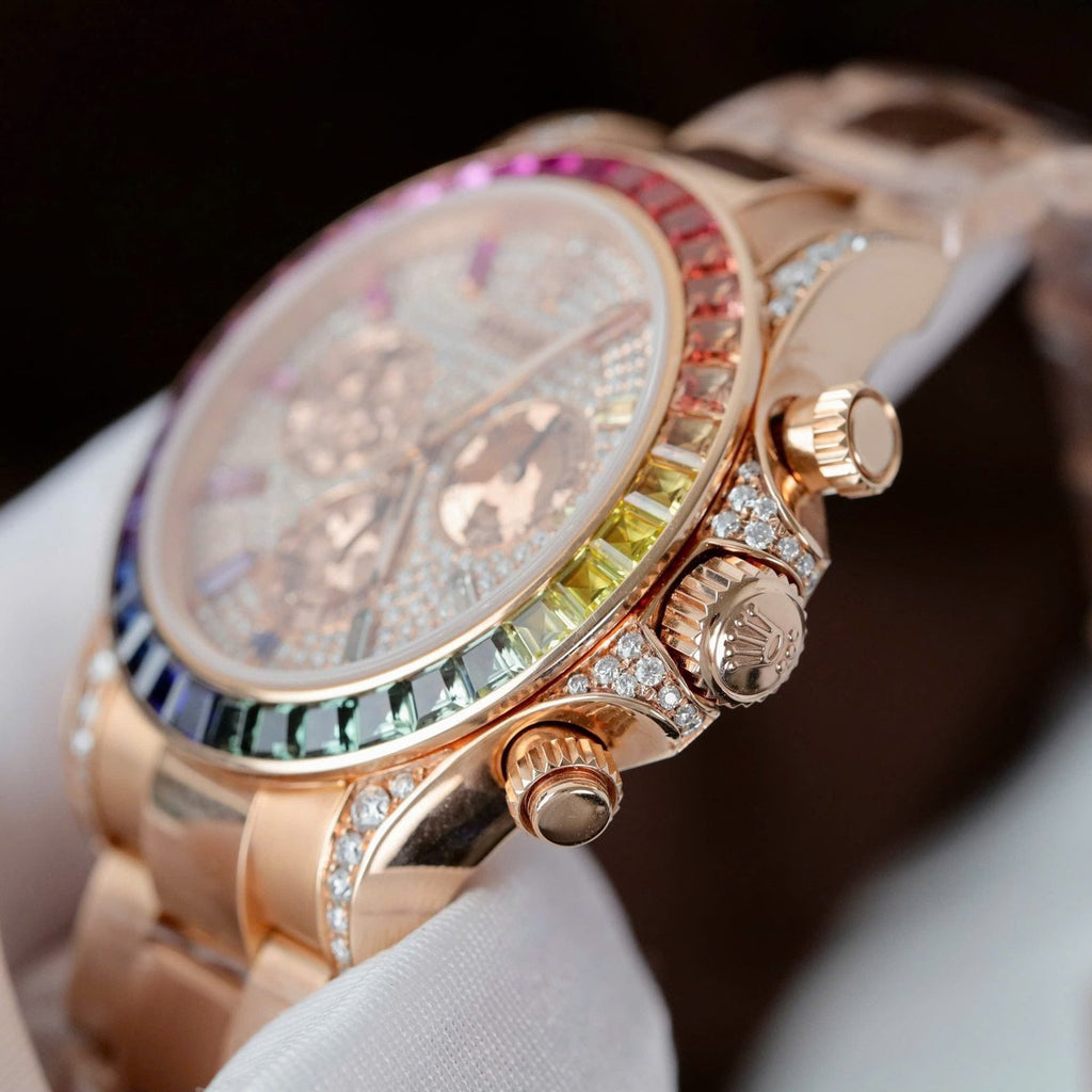 Rolex Daytona Rainbow 116595 Watch Gold Wrapped + Moissanite Diamonds 40mm