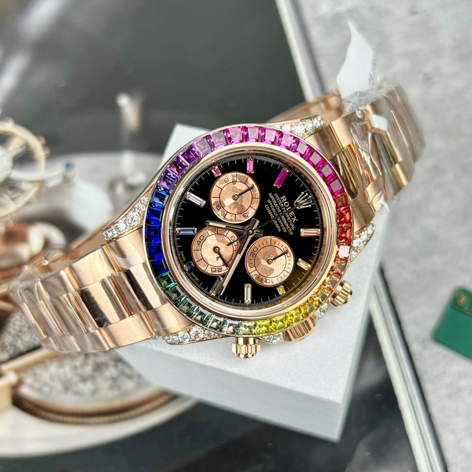 Rolex Daytona Rainbow 116595RBOW Watch Gold Wrapped Moissanite Diamond 40mm