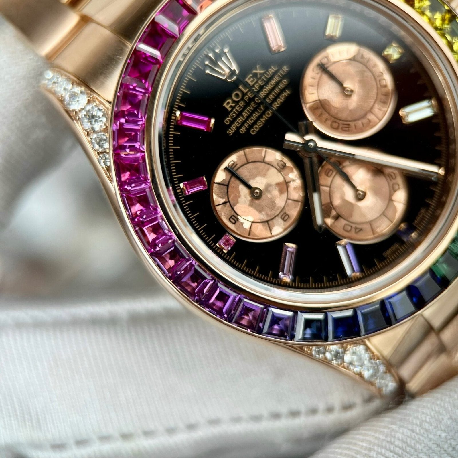 Rolex Daytona Rainbow 116595RBOW Watch Gold Wrapped Moissanite Diamond 40mm
