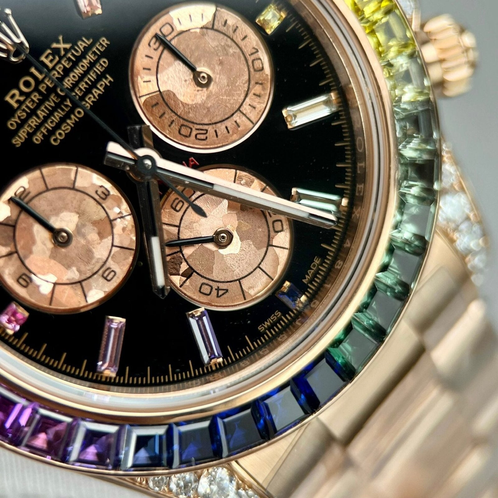 Rolex Daytona Rainbow 116595RBOW Watch Gold Wrapped Moissanite Diamond 40mm