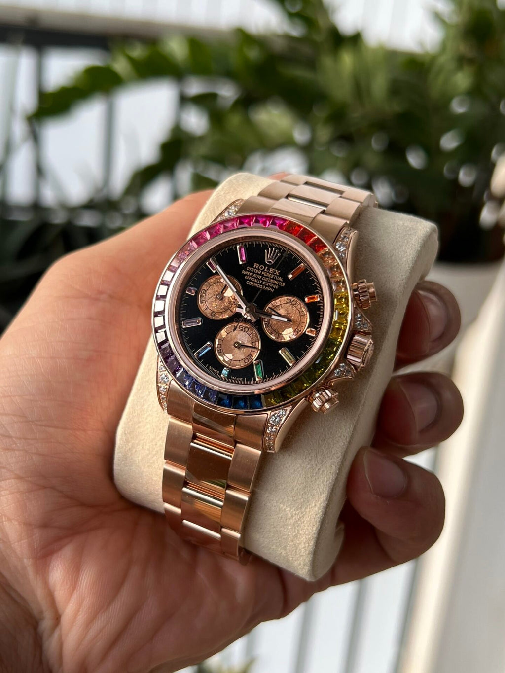 Rolex Daytona Rainbow Watch Gold Wrapped Moissanite 40mm
