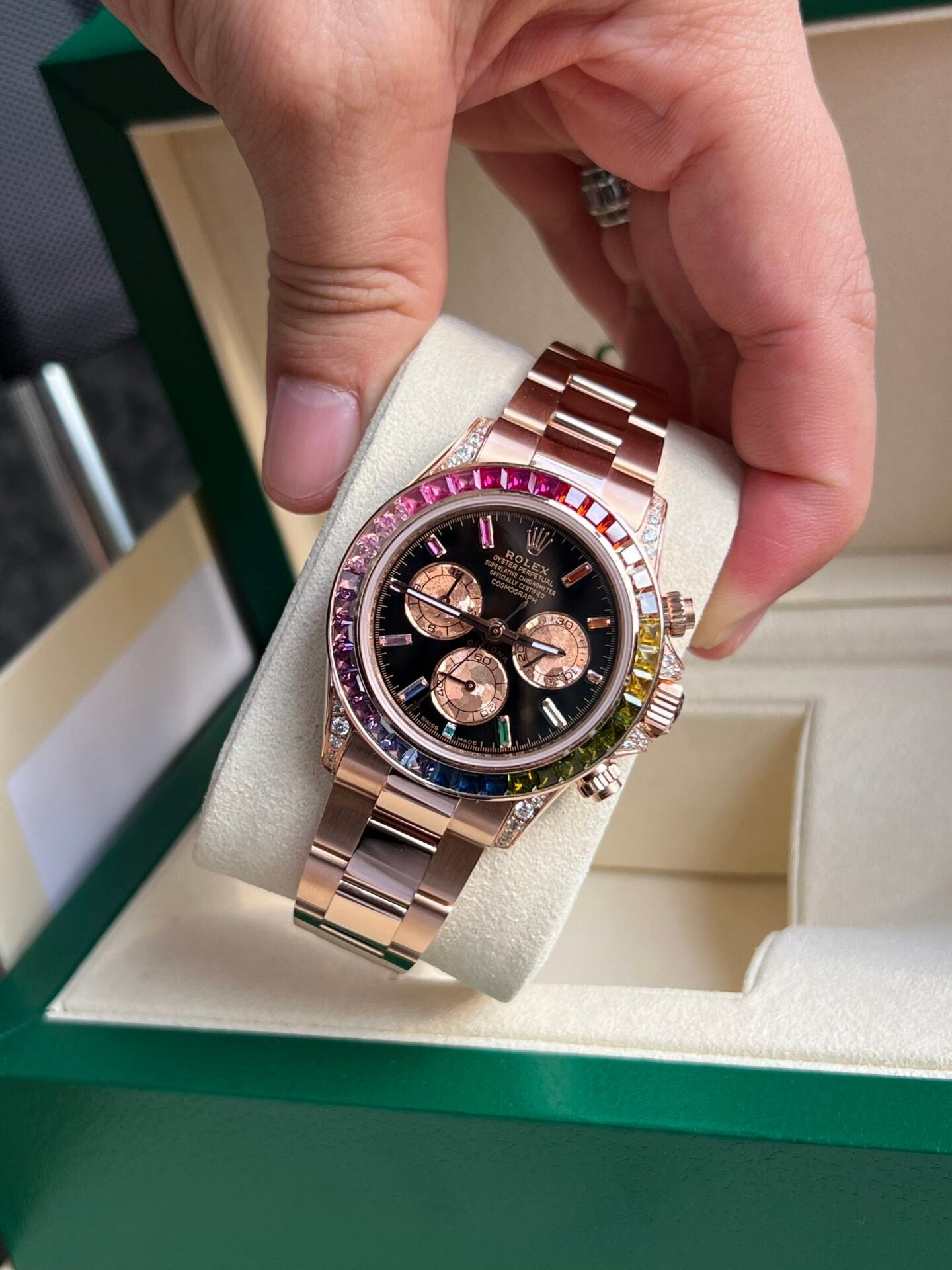 Rolex Daytona Rainbow Watch Gold Wrapped Moissanite 40mm