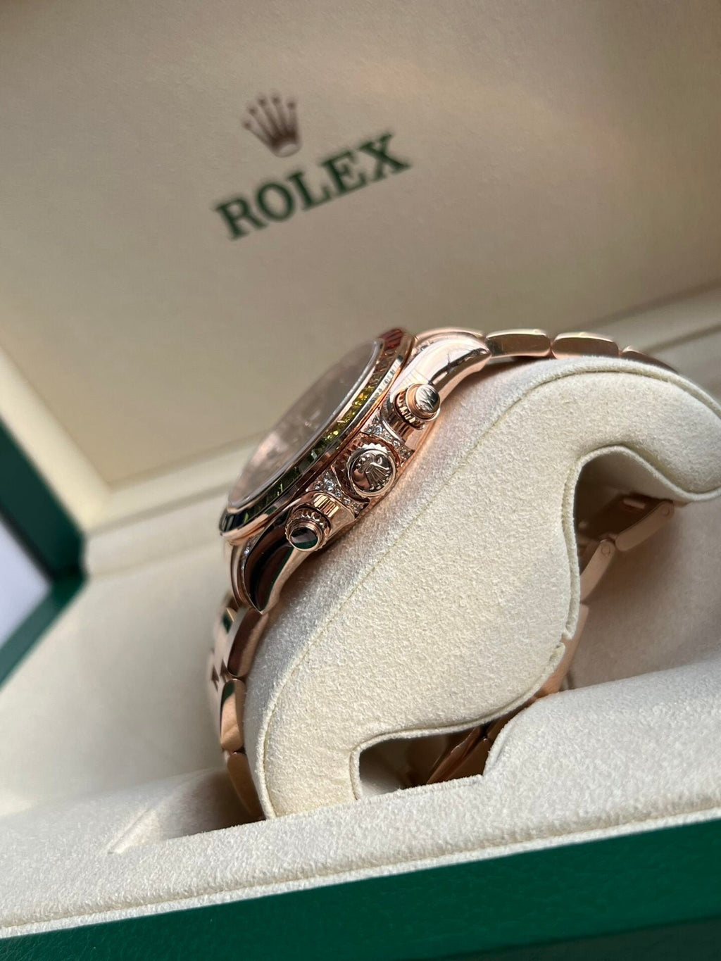 Rolex Daytona Rainbow Watch Gold Wrapped Moissanite 40mm
