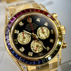 Rolex Watch Daytona Rainbow Gold Wrapped And Moissanite Diamond 40mm