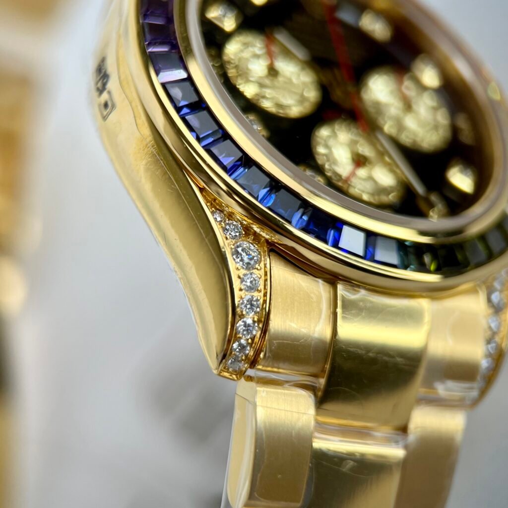 Rolex Watch Daytona Rainbow Gold Wrapped And Moissanite Diamond 40mm