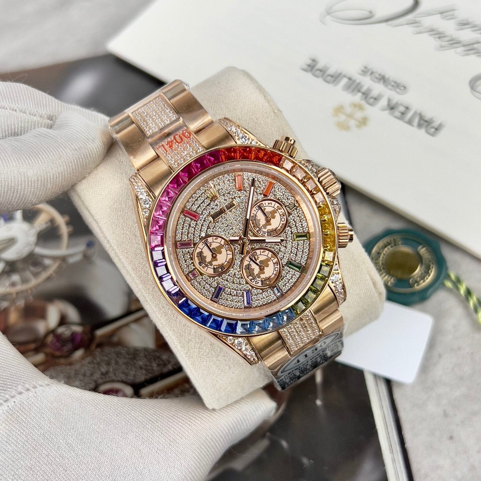 Rolex Daytona Rainbow Watch Full Diamond 40mm