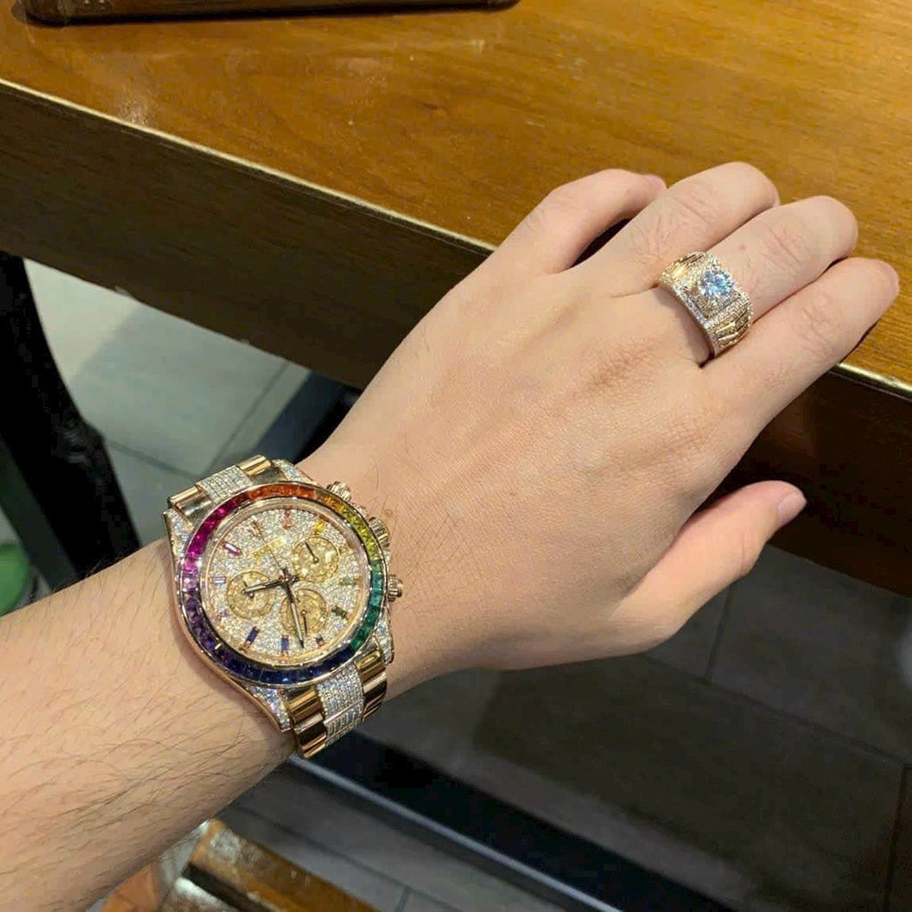 Rolex Daytona Rainbow Watch With Full Diamonds 40mm
